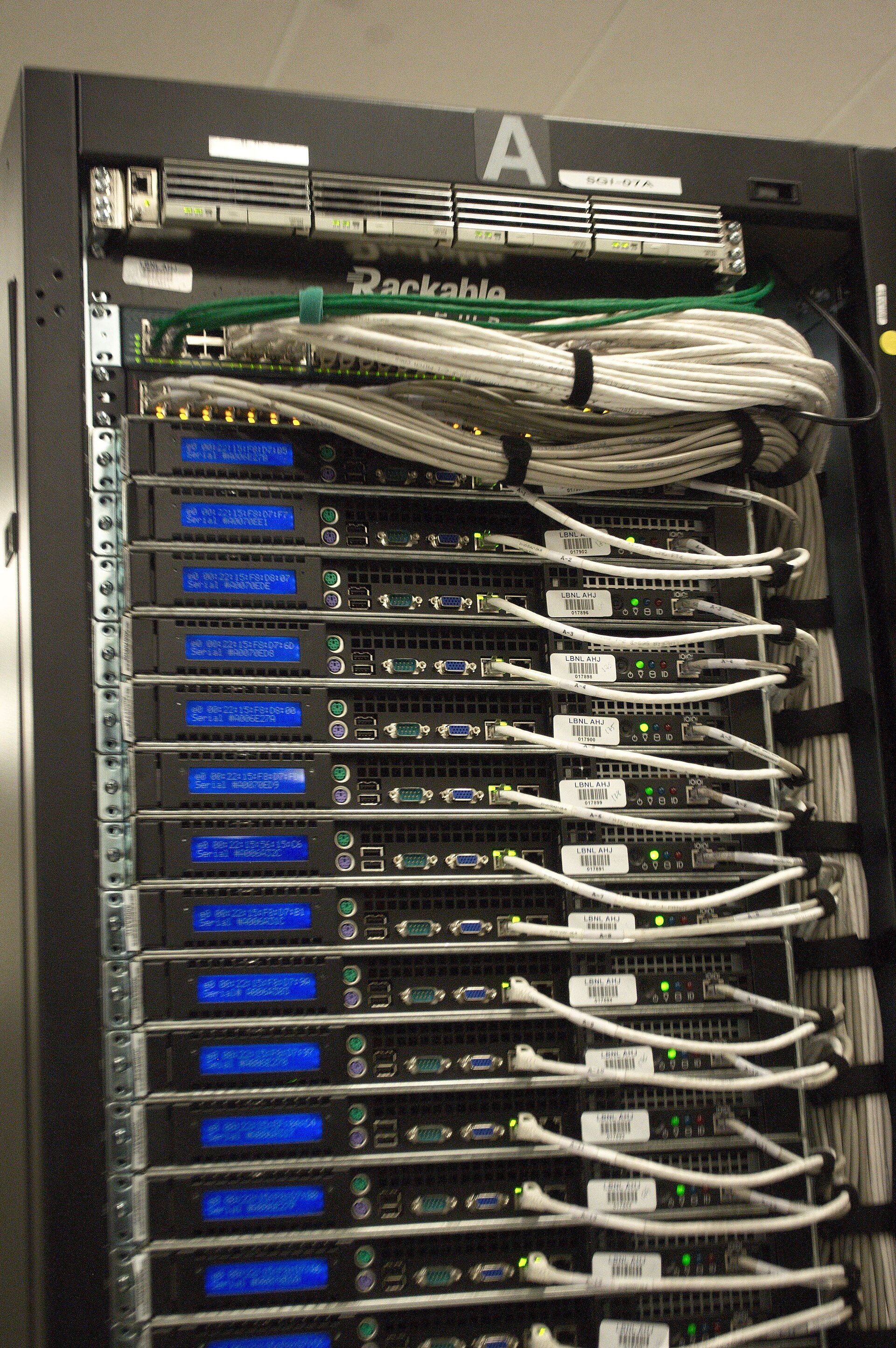 Server racks in a data centre (an illustration, not Meta's site)