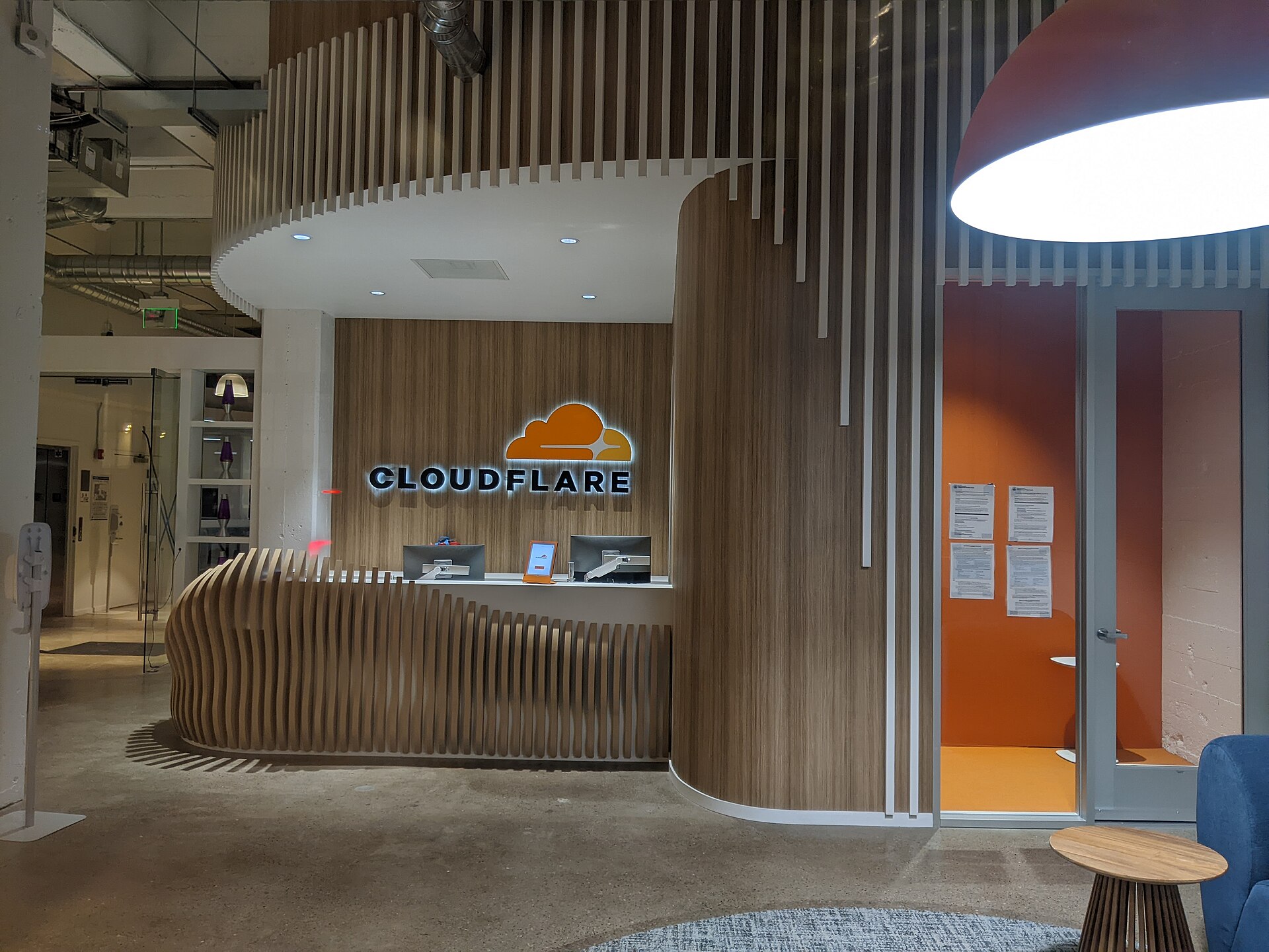 The entrance area of a Cloudflare office
