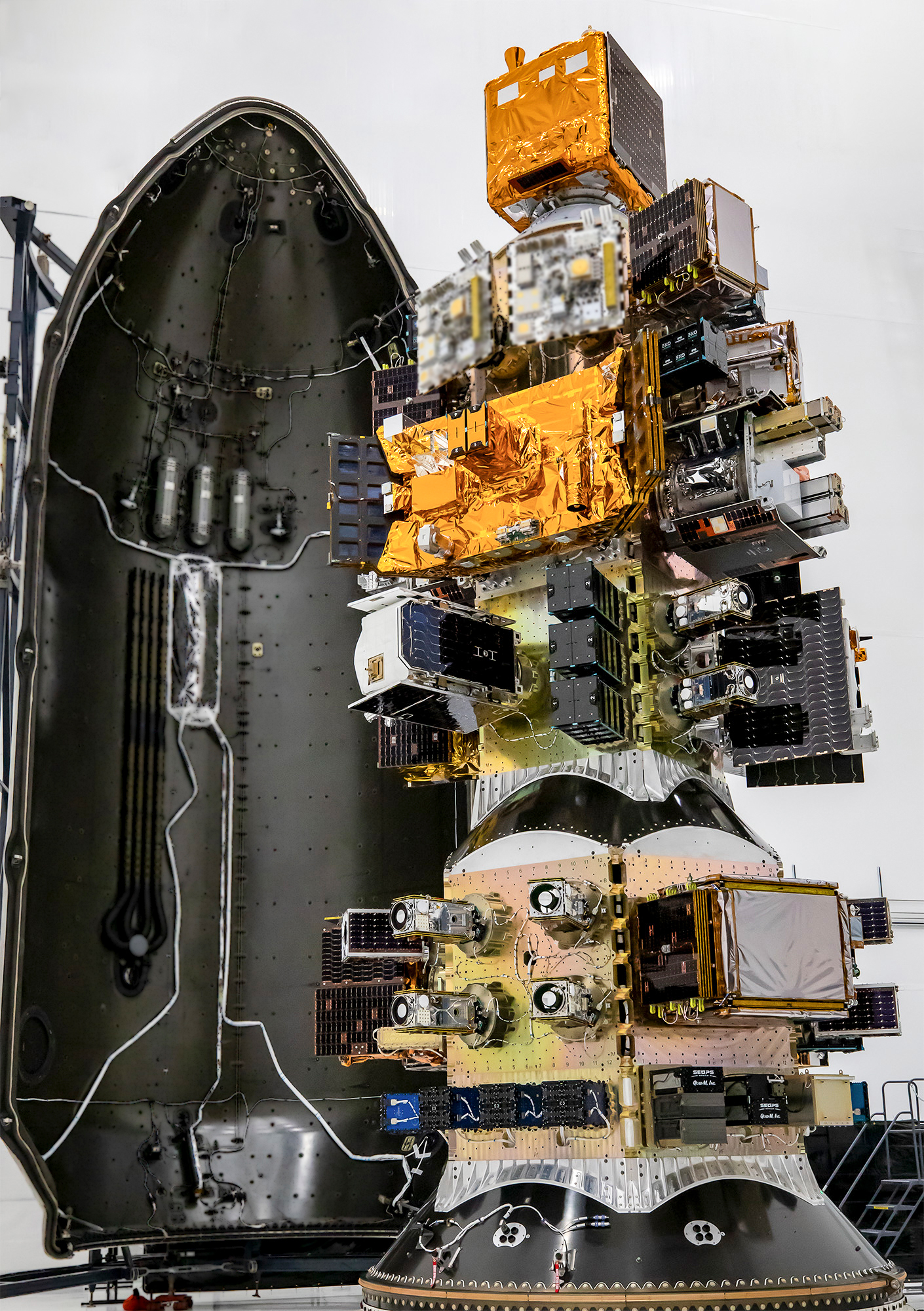 A SpaceX Falcon 9 rideshare mission, the kind of launch that carries small satellites to orbit