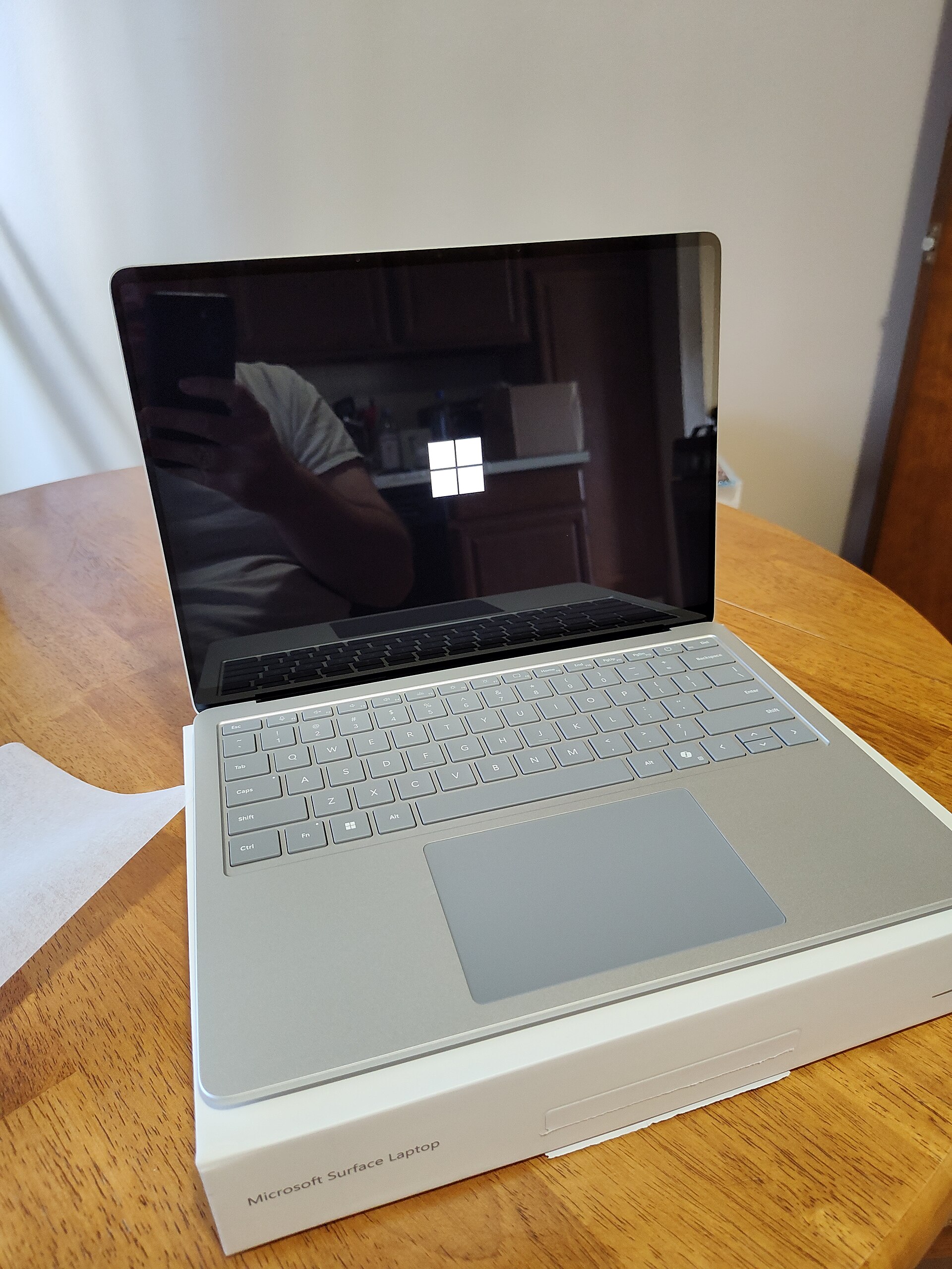 A Microsoft Surface Laptop 7, one of the first Copilot+ PCs, starting up Windows 11